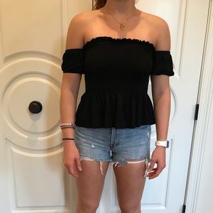LA Hearts black off the shoulder top smocked top